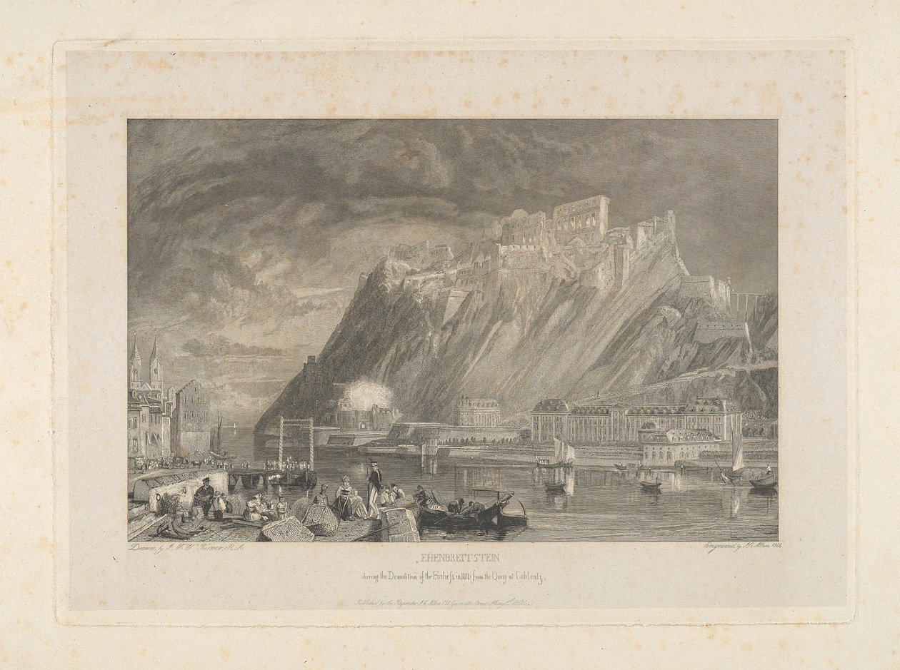 Ehenbreitstein, pendant la démolition de la forteresse en 1817 depuis le quai de Coblentz - James C. Allen