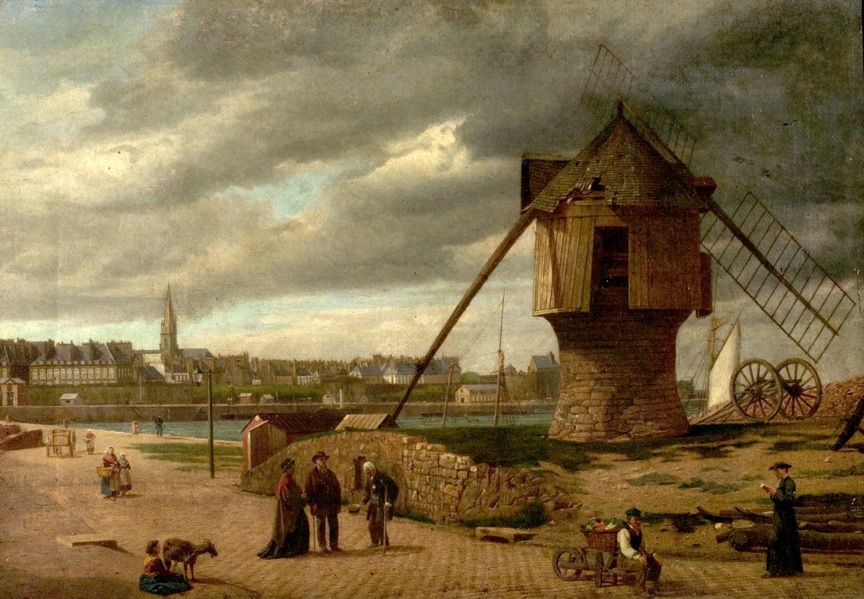 Paysage avec un moulin à vent, Saint-Malo, France, 1877 - James Collinson