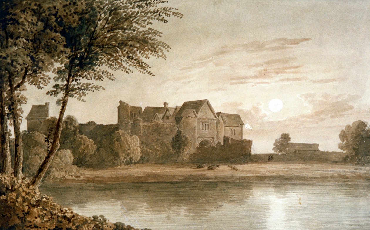 Allington Castle, près de Maidstone, clair de lune - James Duffield Harding