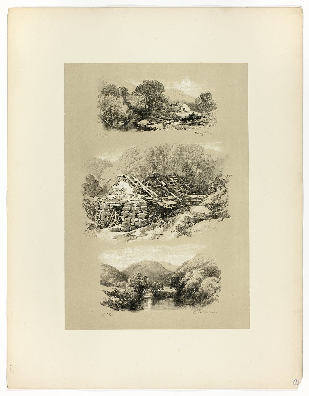 Moulin de Pandy, Church Pool, et un autre sujet, de Sélections pittoresques - James Duffield Harding