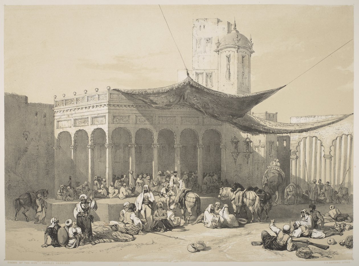Panjab : Soldats sikhs recevant leur solde au Royal Durbar, Lahore - James Duffield Harding