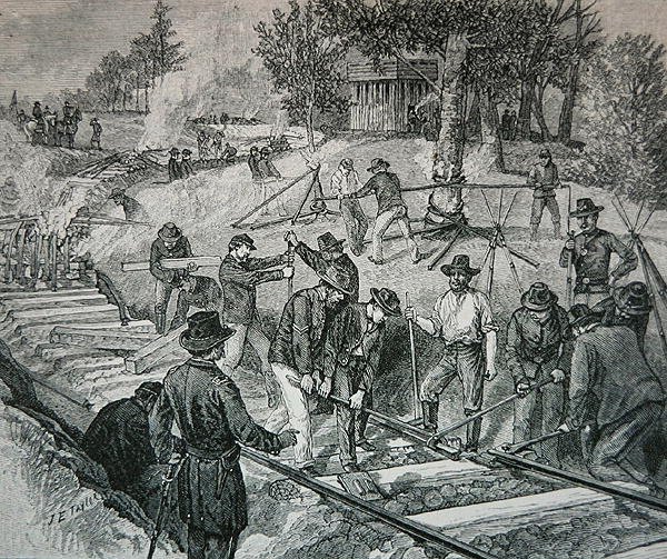 Troupes détruisant une voie ferrée - James E. Taylor