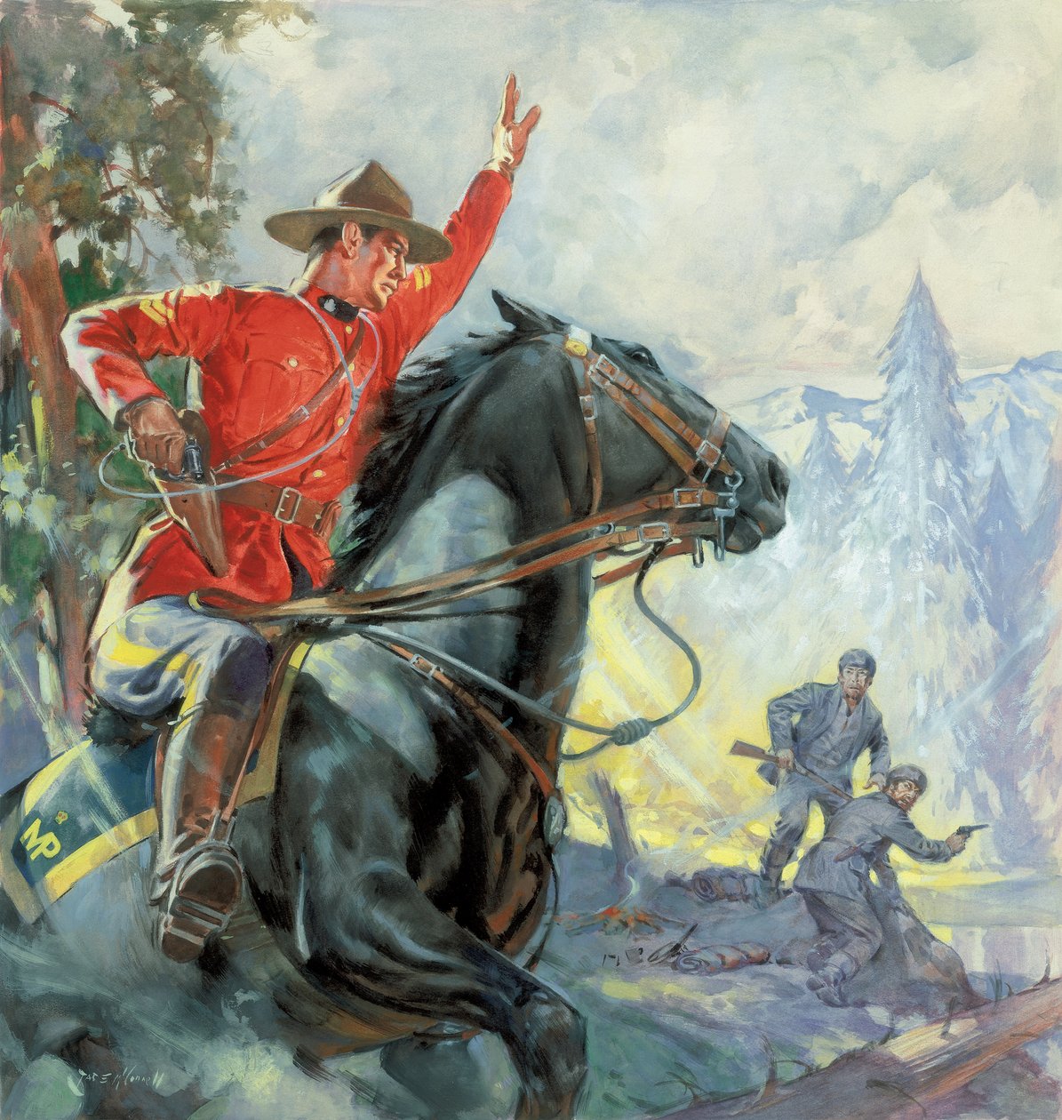 Police montée canadienne (gouache sur papier) - James Edwin McConnell
