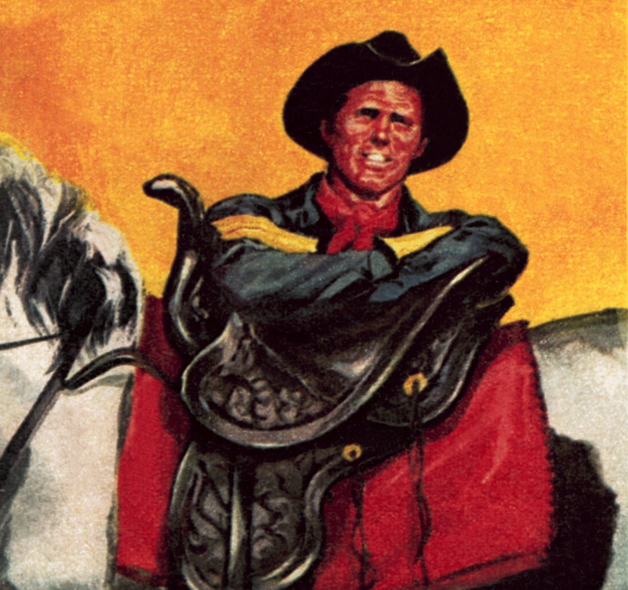 Cowboy avec sa selle - James Edwin McConnell