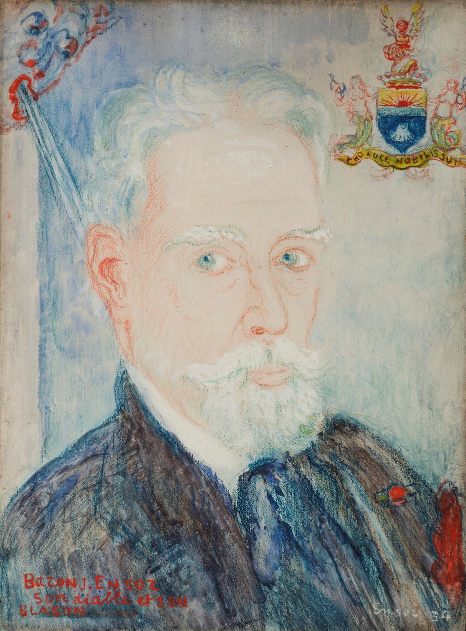 Le baron James Ensor, son mauvais ange, blason frappé - James Ensor