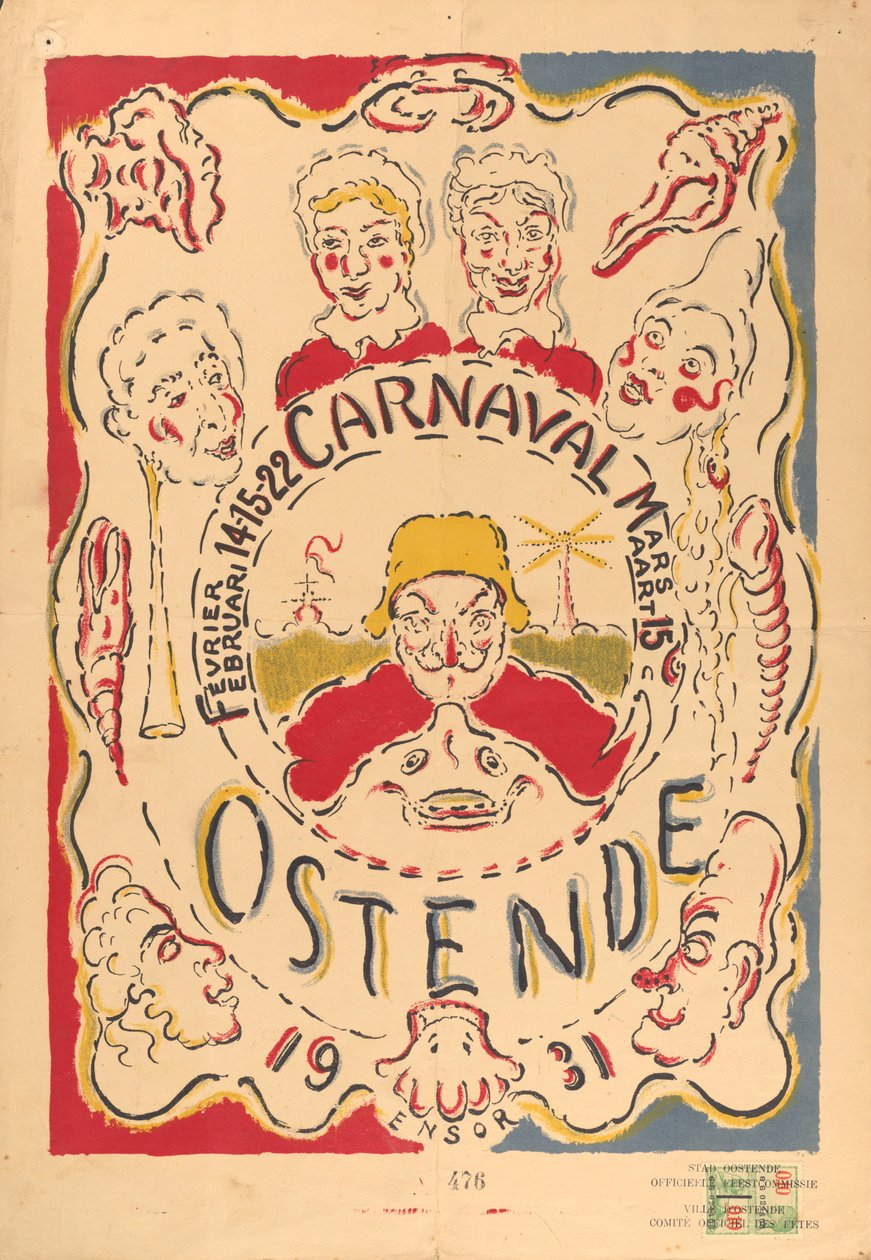 Plakat für den Karneval in Ostende - James Ensor