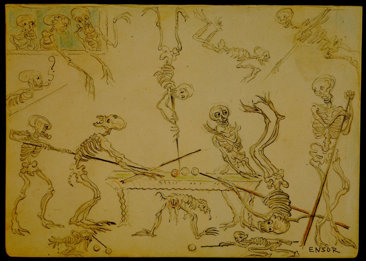 Skelette beim Billardspielen - James Ensor