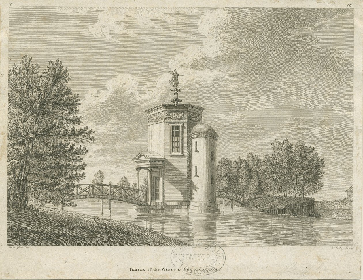 Shugborough - Temple des Vents : gravure, fin 18e siècle - James Fittler