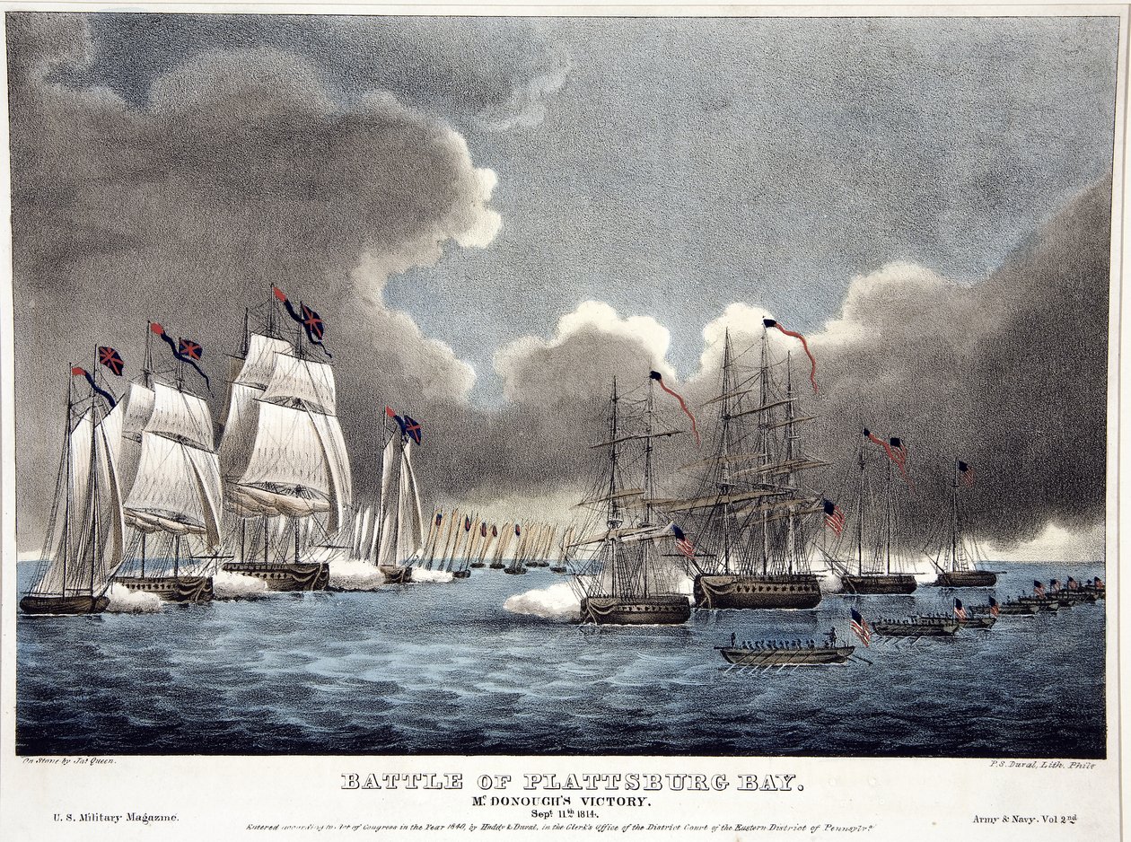 Bataille de la baie de Plattsburg : Victoire de McDonough, pub. 1840 - James Fuller Queen
