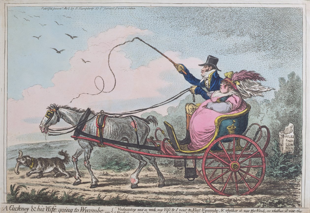 Un Cockney et sa femme allant à Wycombe, publié par Hannah Humphrey en 1805 - James Gillray