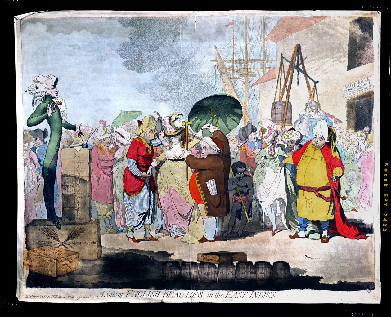 A Sale of English Beauties in the East Indies, publié par W. Holland en 1786 (eau-forte colorée à la main avec aquatinte) - James Gillray