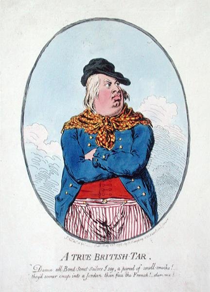 Un vrai marin britannique, publié par Hannah Humphrey en 1795 (eau-forte coloriée à la main) - James Gillray