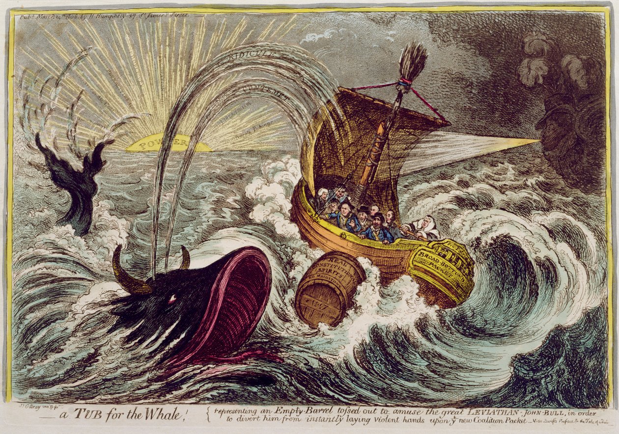 Une baignoire pour la baleine ! publié par Hannah Humphrey en 1806 - James Gillray