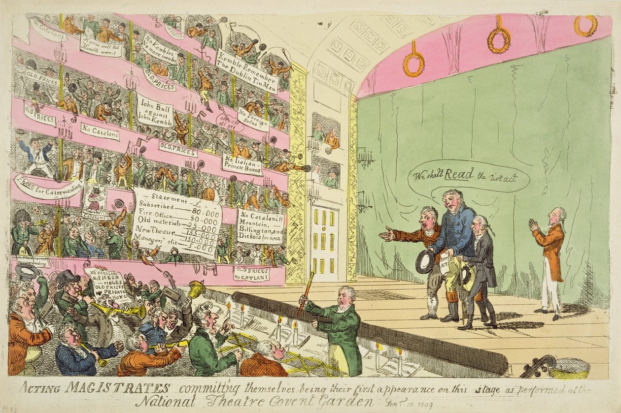 Magistrats agissant se commettant, étant leur première apparition comme joué au National Theatre Covent Garden - James Gillray