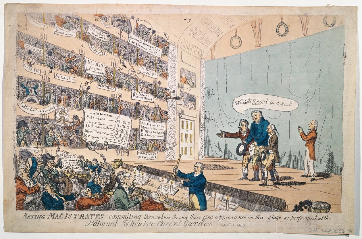 Magistrats en action se compromettant, leur première apparition au Théâtre National Covent Garden, publié en 1809 - James Gillray