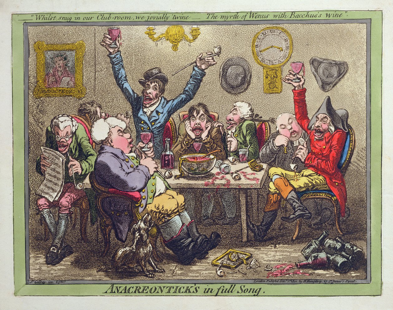 Anacreontick en plein chant, publié par Hannah Humphrey en 1801 (eau-forte, gravure avec aquatinte et aquarelle) - James Gillray