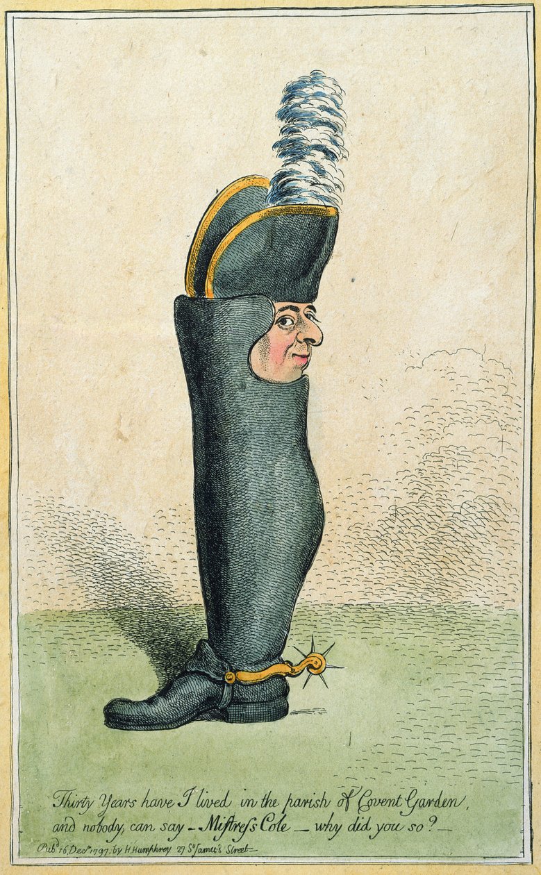Caricature représentant le colonel Justly Watson avec le corps d
