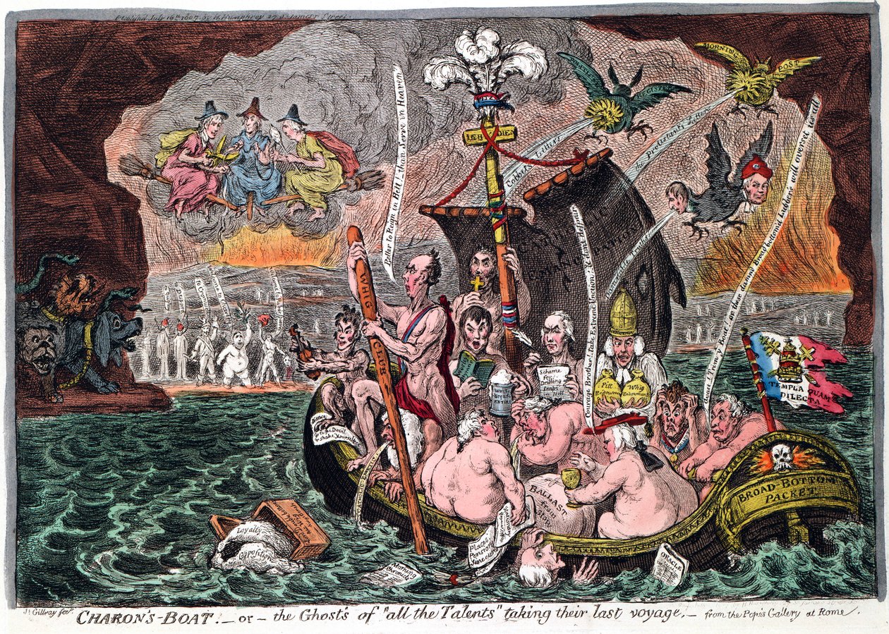 Le bateau de Charon, ou les fantômes de tous les talents faisant leur dernier voyage, 1807 - James Gillray