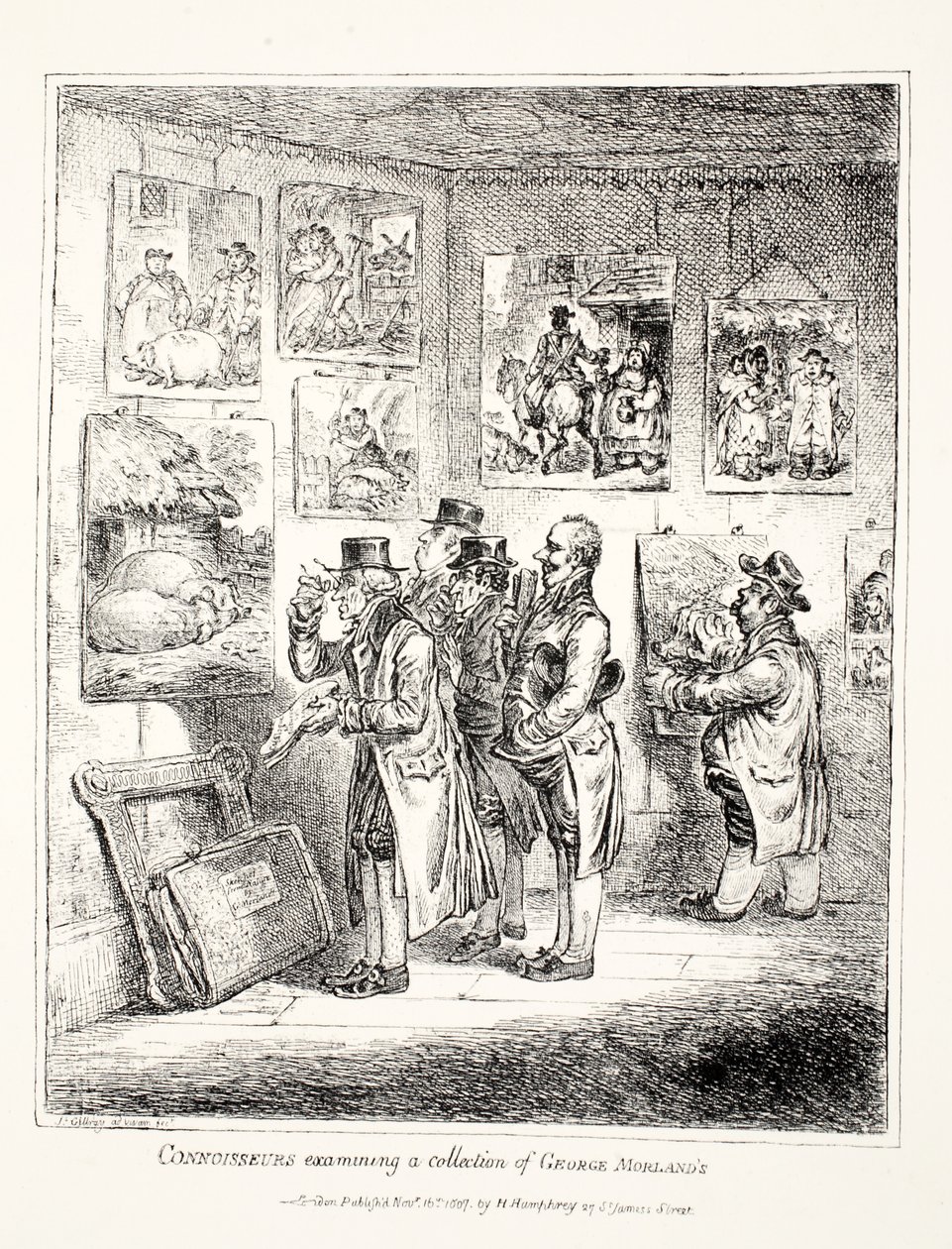 Connaisseurs examinant une collection de George Morland, 1807 - James Gillray