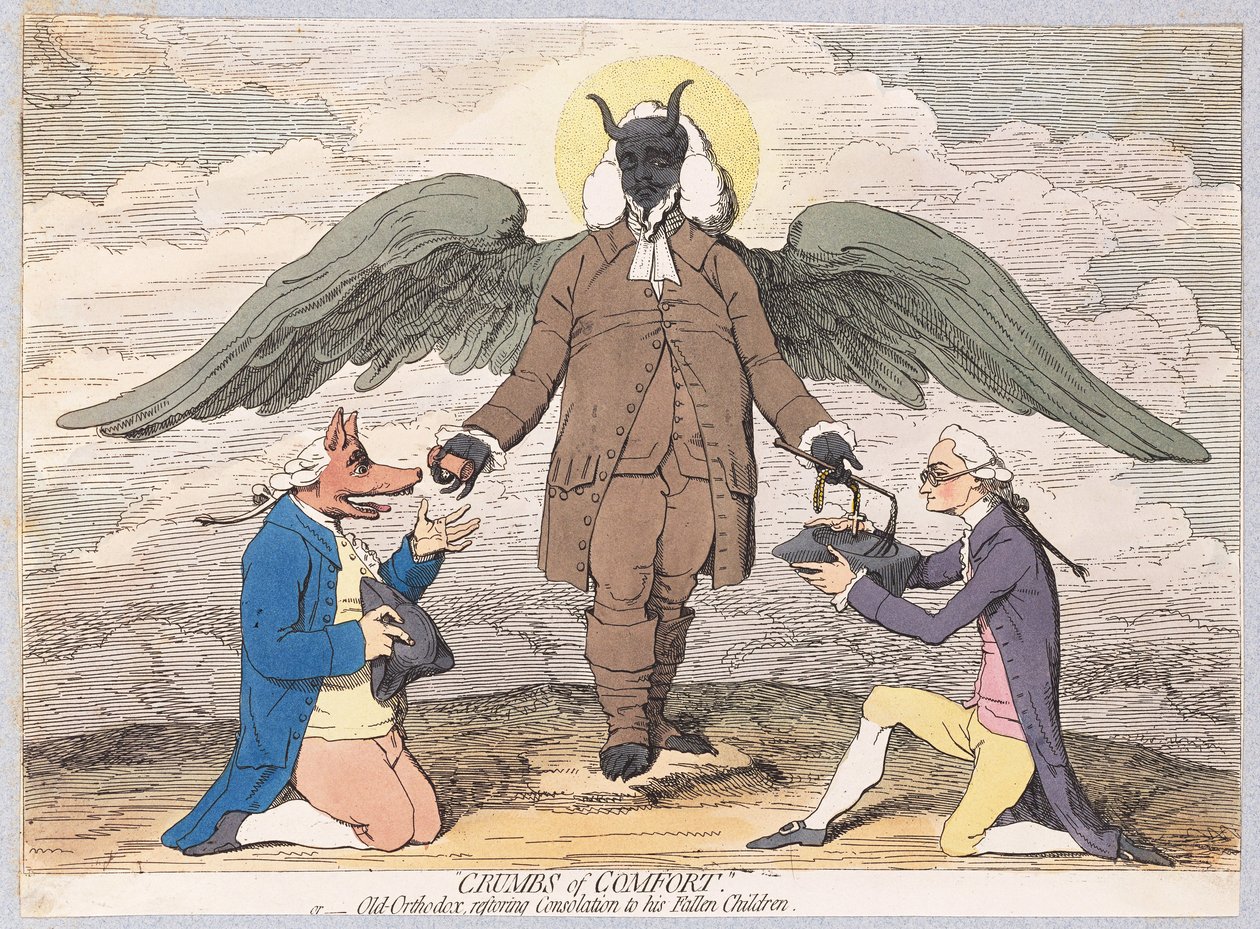 Miettes de réconfort, ou Vieux Orthodoxe restaurant la consolation à ses enfants déchus, pub. 1782 - James Gillray