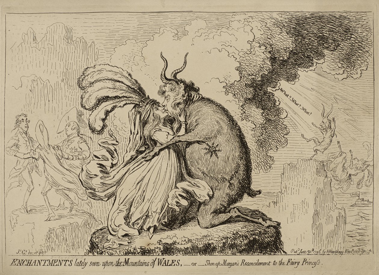 Enchantements récemment vus sur les montagnes du Pays de Galles ou "Réconciliation de Shon-ap-Morgan avec la princesse des fées", publié le 30 juin - James Gillray