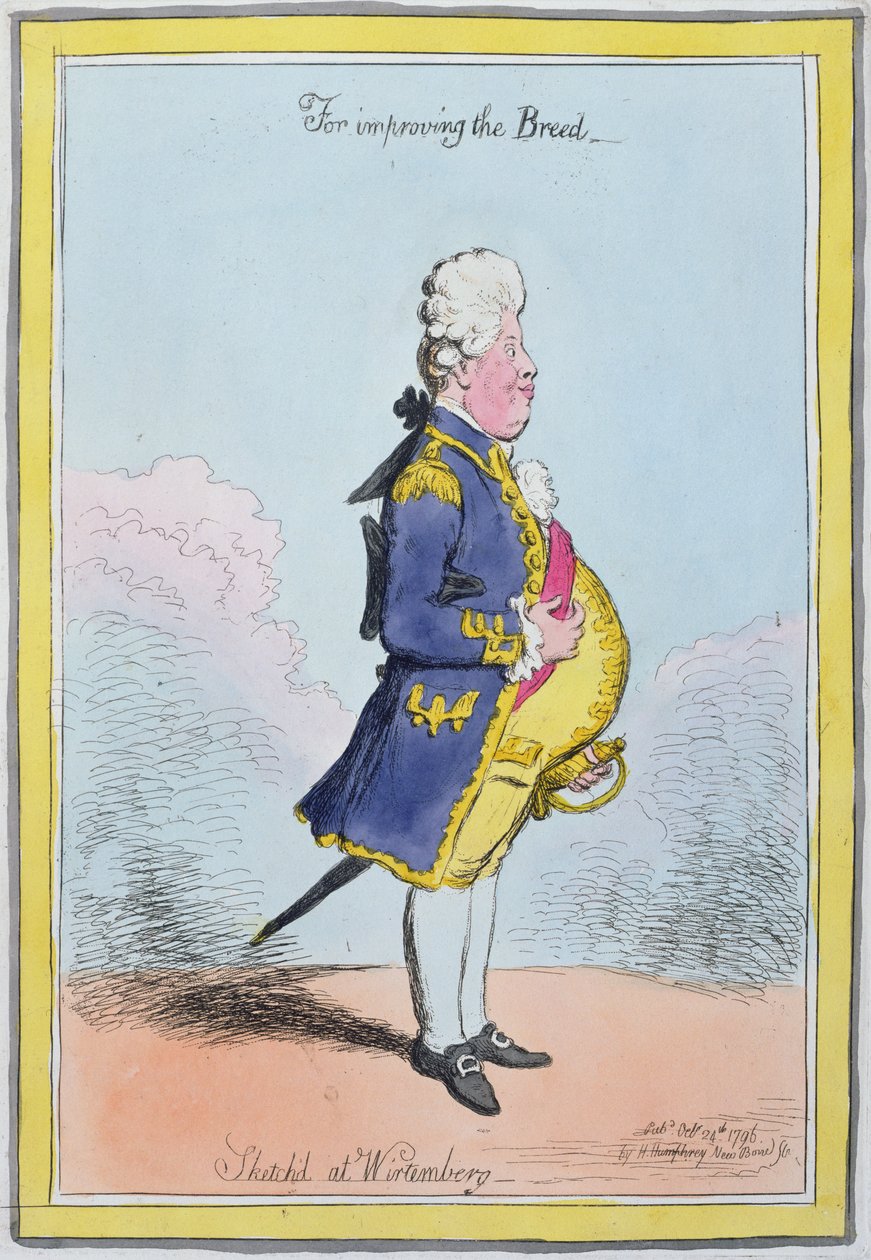 Pour améliorer la race, esquissé à Wirtemberg, publié par Hannah Humphrey en 1796 - James Gillray