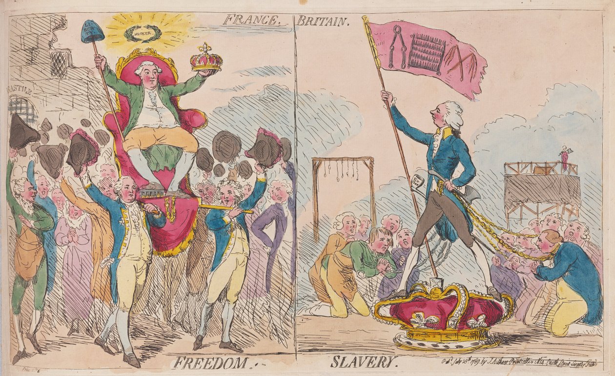 France Liberté, Grande-Bretagne Esclavage, pub. 1789 - James Gillray