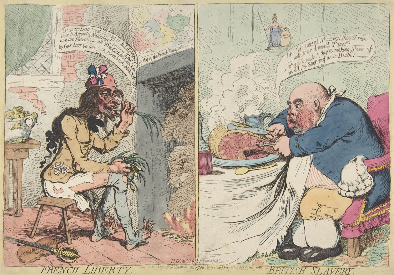 Liberté française. Esclavage britannique, 21 décembre 1792 - James Gillray