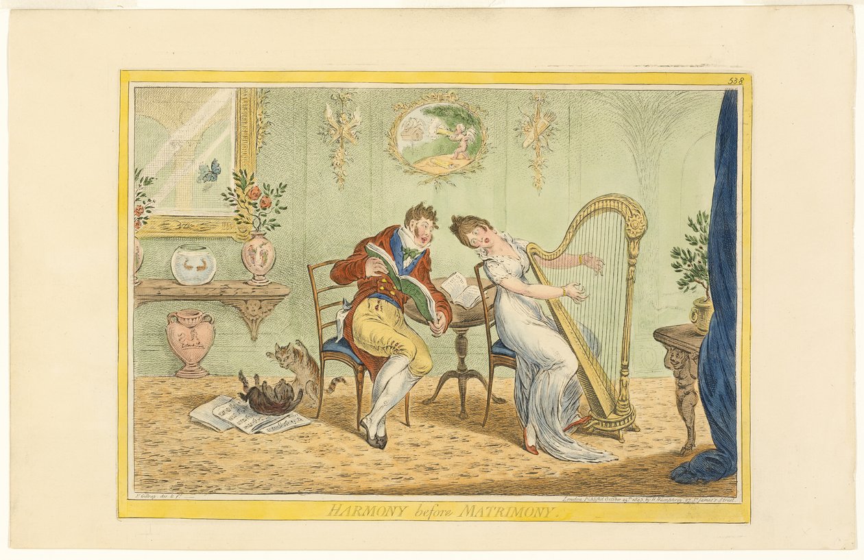Harmonie avant le mariage (recto); Franchir la barrière (verso) - James Gillray