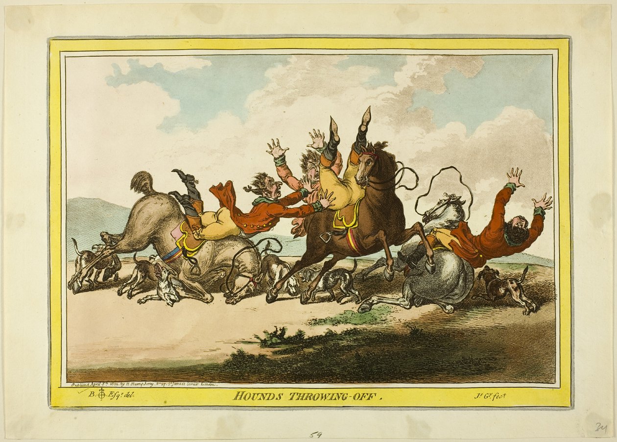 Lancer de chiens de chasse - James Gillray