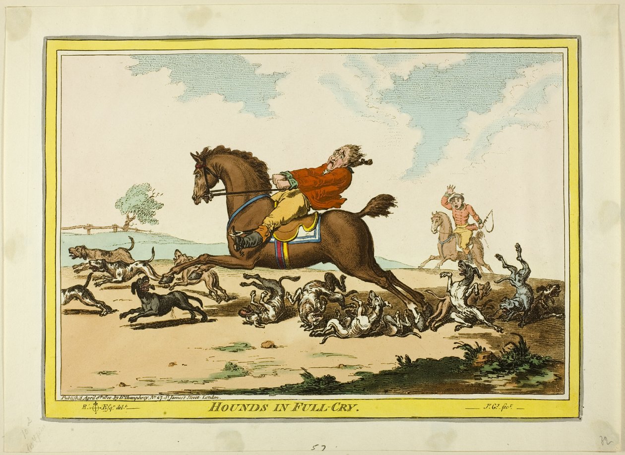 Chiens courants en plein cri - James Gillray