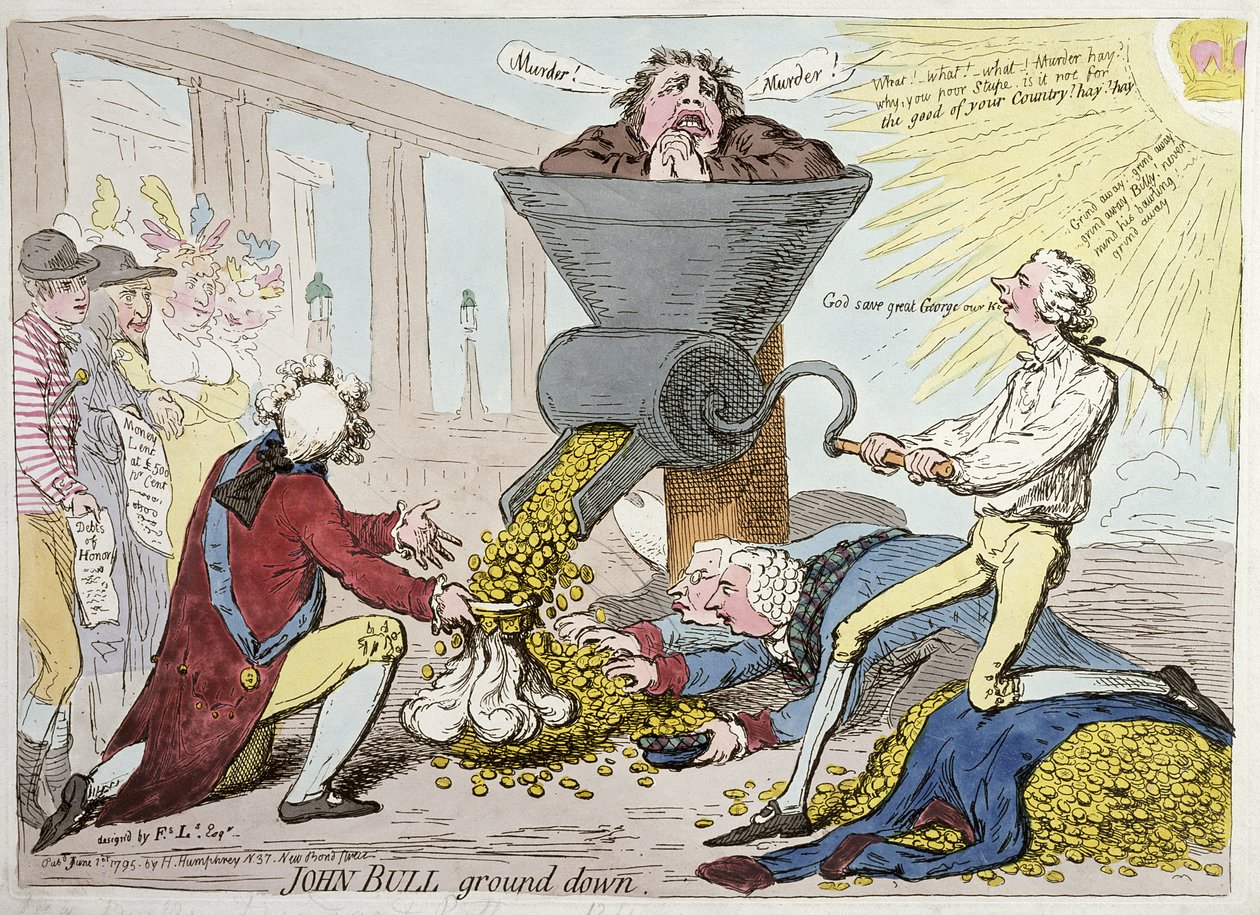 John Bull écrasé, publié par Hannah Humphrey en 1795 - James Gillray