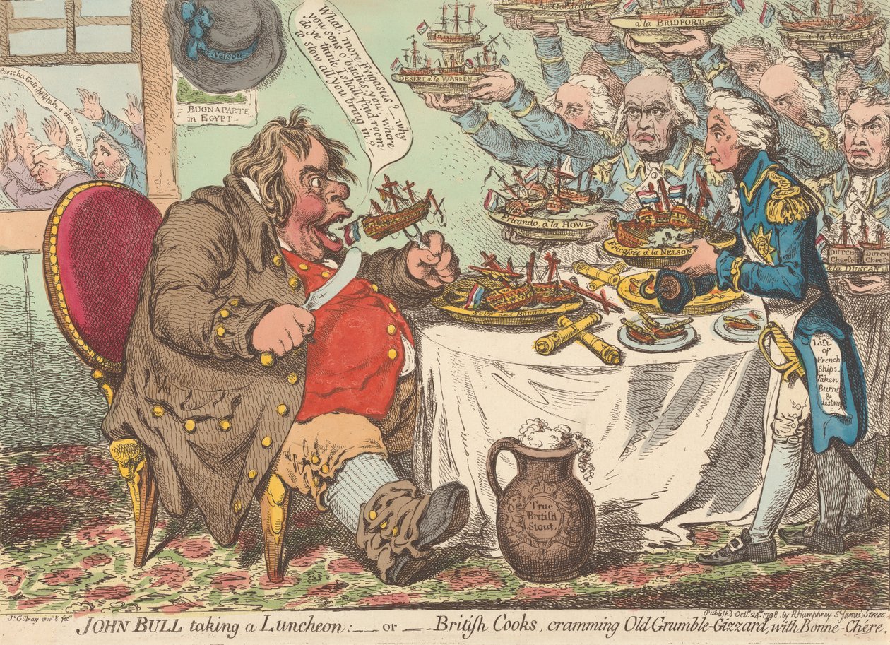 John Bull prenant un déjeuner - ou - Des cuisiniers britanniques gavant le vieux Grincheux-Estomac de bonne chère (de : Caricature, vol. 1) - James Gillray