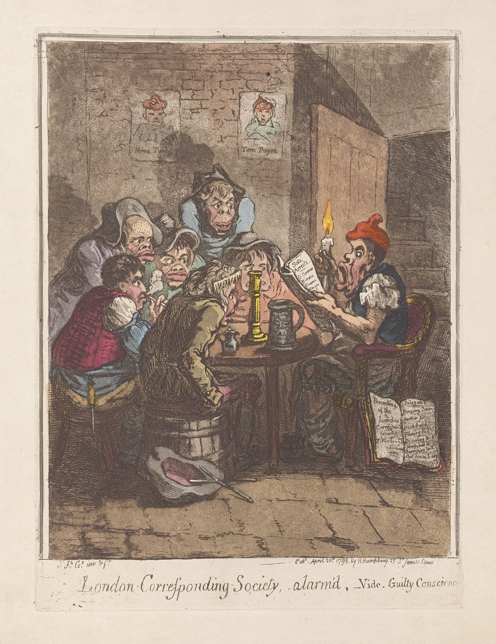 Société de correspondance de Londres, alarmée, voir. Consciences coupables, pub. 1796 - James Gillray
