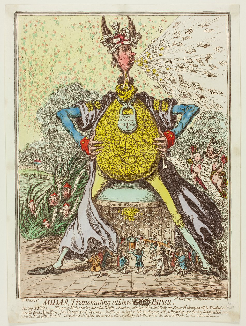 Midas, qui transforme tout en papier - James Gillray