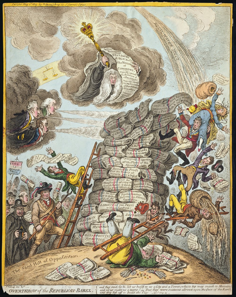 Renversement de la Babel républicaine, publié par Hannah Humphrey en 1809 - James Gillray