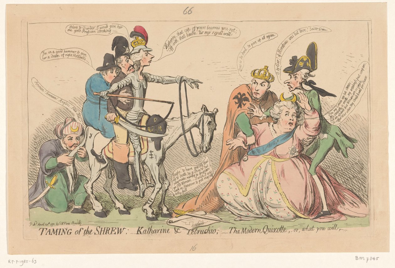 Pitt effraie Catherine la Grande en tant que Don Quichotte, 1791 - James Gillray