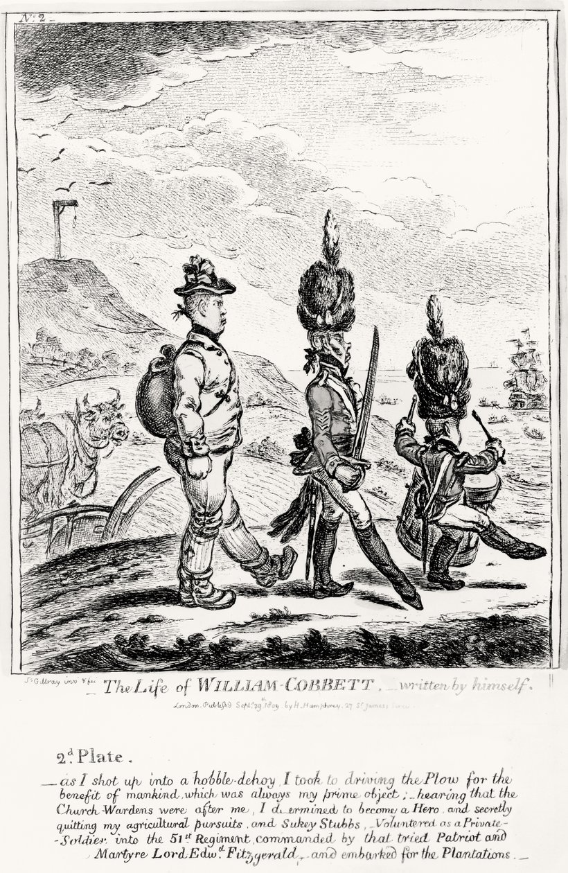 Planche 2, de La Vie de William Cobbett, écrite par lui-même, pub. par H. Humphrey, 1809 - James Gillray