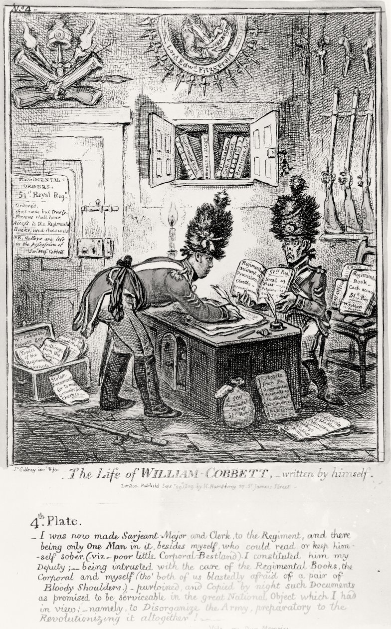 Planche 4, de La Vie de William Cobbett, écrite par lui-même, pub. par H. Humphrey, 1809 - James Gillray