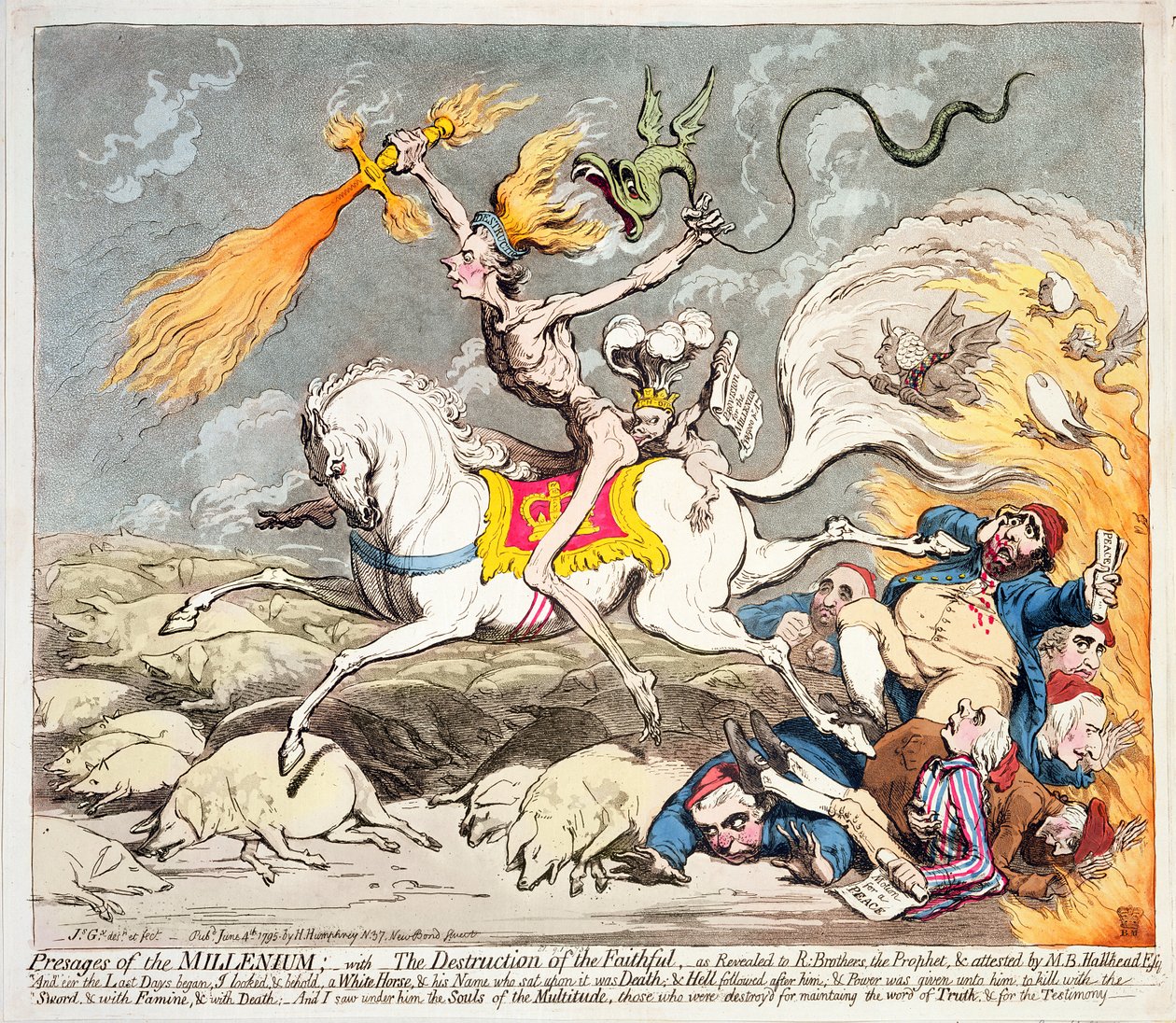 Présages du Millénaire, publié par Hannah Humphrey en 1795 - James Gillray