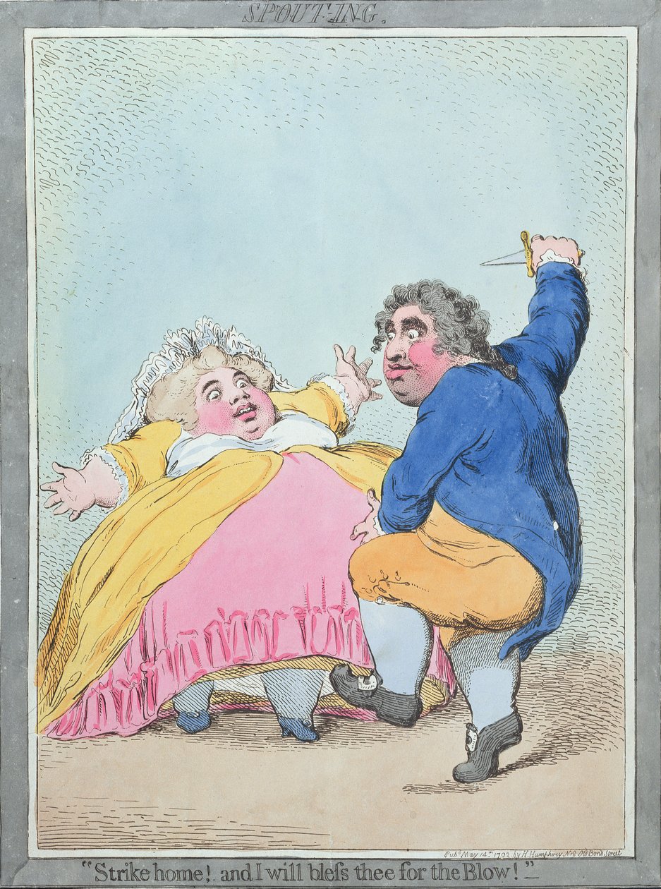 Spouting, publié par Hannah Humphrey en 1792 (eau-forte coloriée à la main) - James Gillray