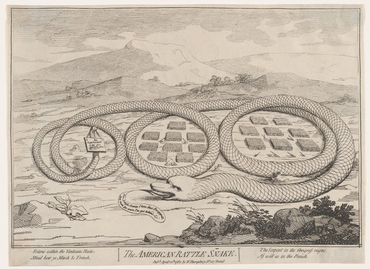 Le serpent à sonnettes américain - James Gillray.
