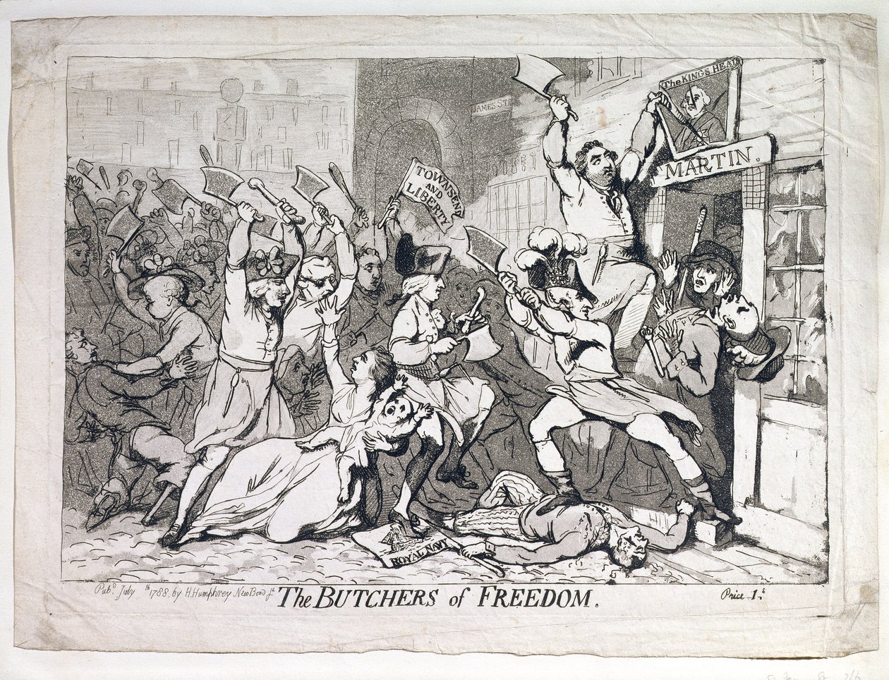Les bouchers de la liberté, publié par Hannah Humphrey en 1788 (eau-forte) - James Gillray