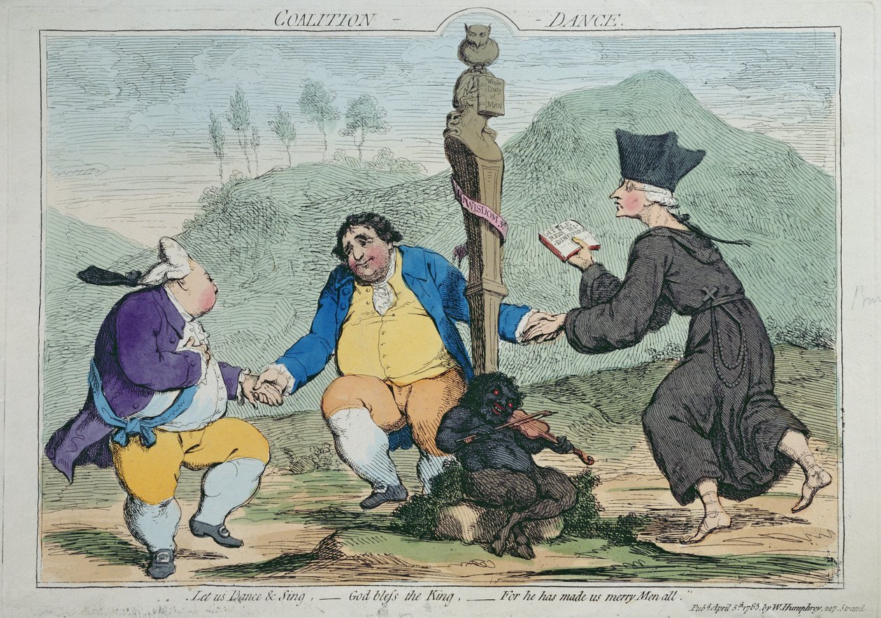 La Danse de la Coalition, publiée par William Humphrey en 1783 (eau-forte coloriée à la main) - James Gillray