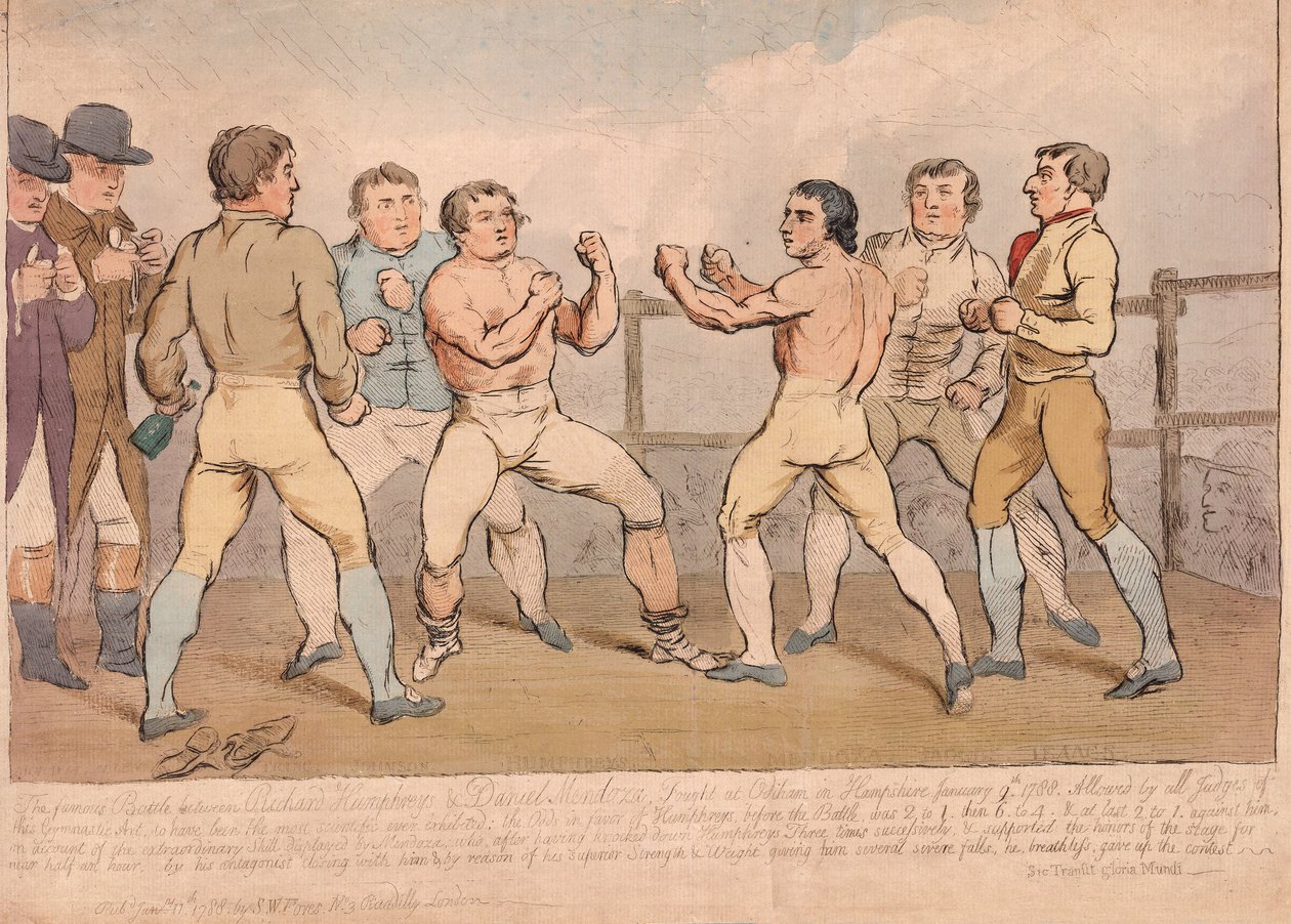 La célèbre bataille entre Richard Humphreys et Daniel Mendoza, 9 janvier 1788, pub. 1788 - James Gillray