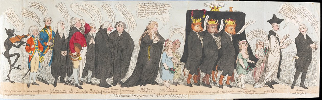 Le cortège funèbre de Miss Regency - James Gillray