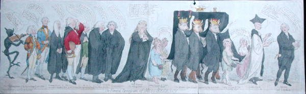 Le Cortège Funèbre de Miss Regency, publié par S.W. Fores en 1789 - James Gillray
