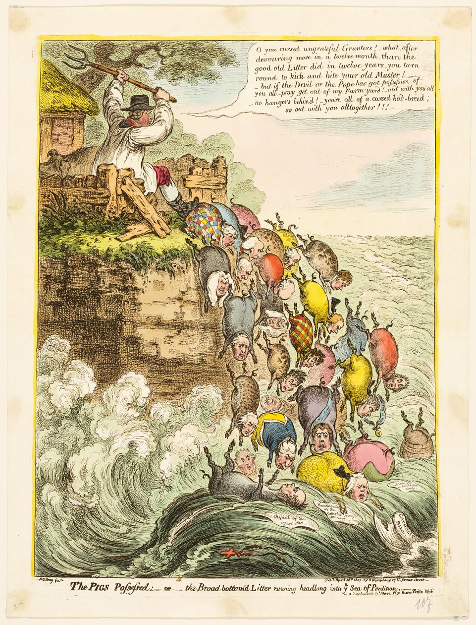 Les cochons possédés - James Gillray