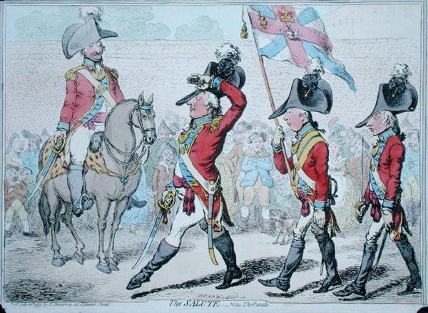 Le salut, ou la parade, publié par Hannah Humphrey en 1797 - James Gillray