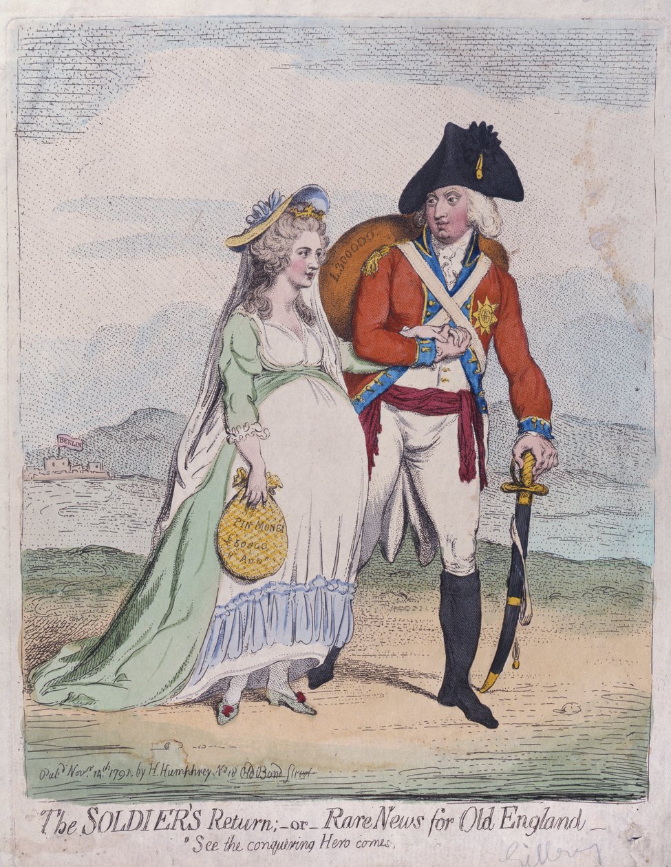 Le retour des soldats, ou de rares nouvelles pour la vieille Angleterre, publié par Hannah Humphrey en 1791 - James Gillray